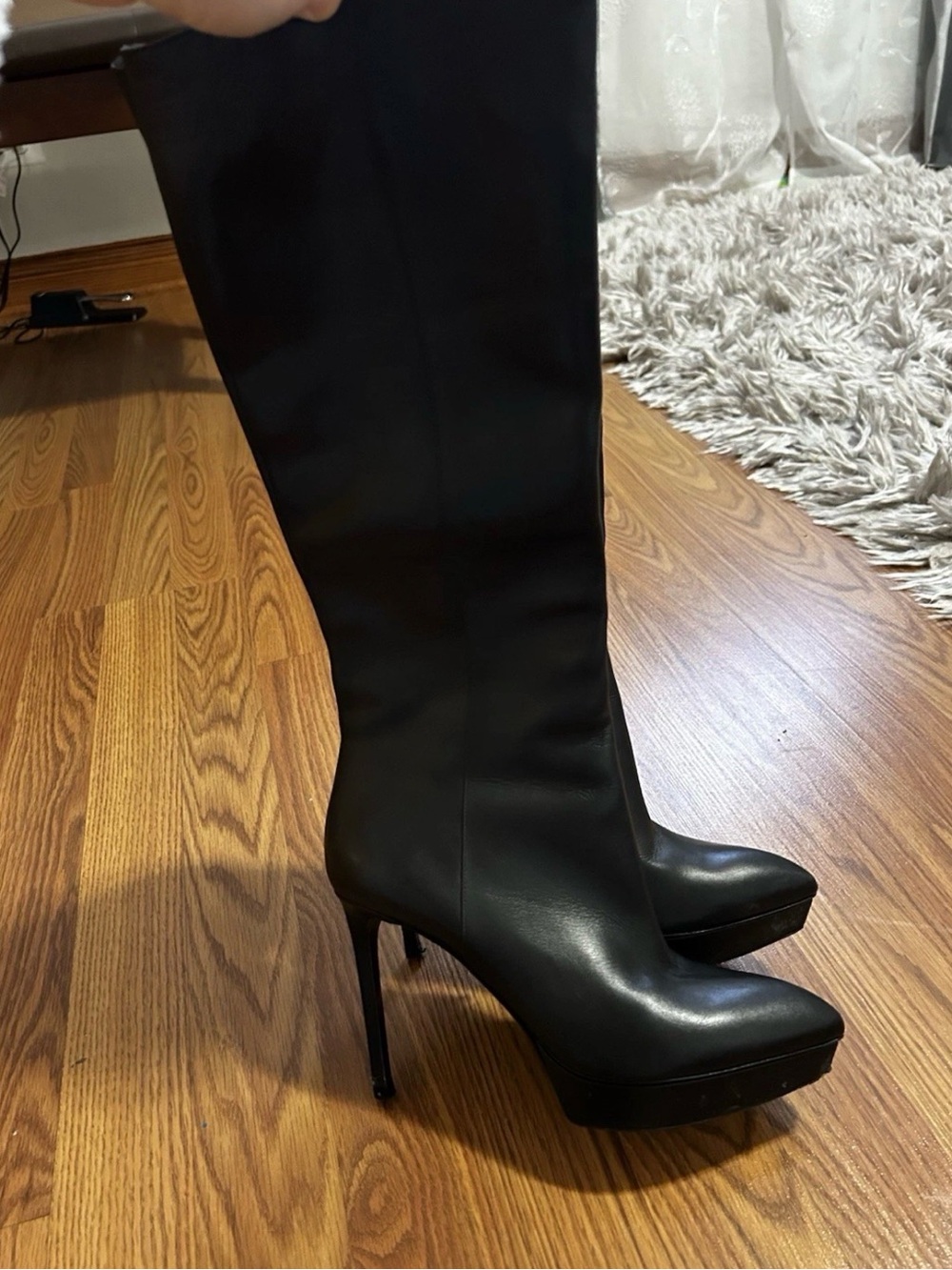Saint Laurent Black High Heel Platform Knee Boot - Women's Fashion Boot EU39